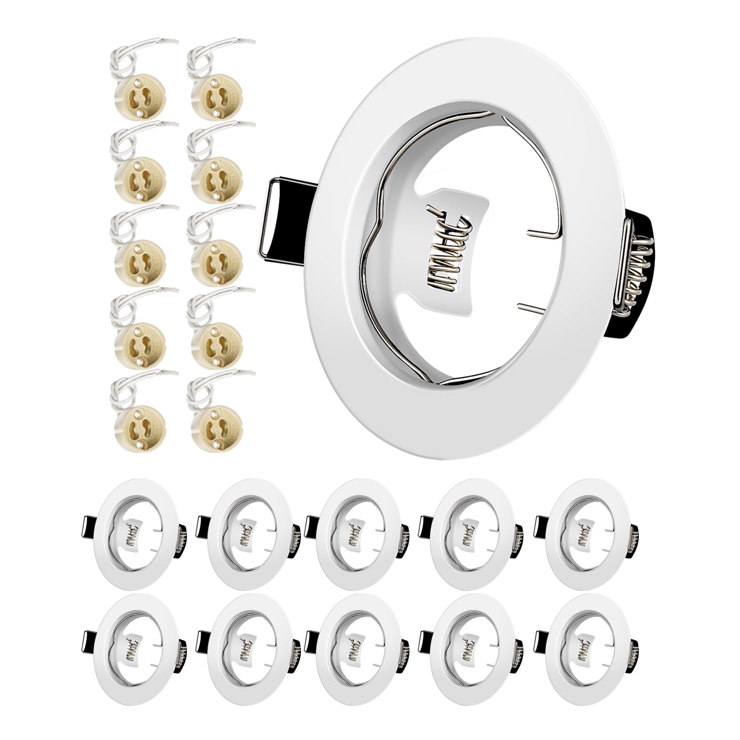 Yiahin LED Recessed Ceiling Light Mounting Frame Round White Spotlight Fittings incl. GU10 Socket