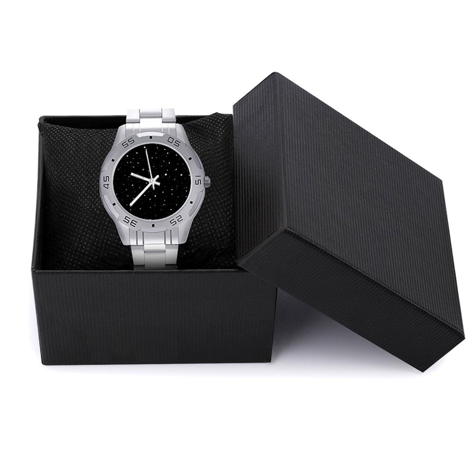 Black Universe Herren-Quarzuhr, trendige Edelstahl-Bänder, leicht lesbar, minimalistische Armbanduhren, Business Daily