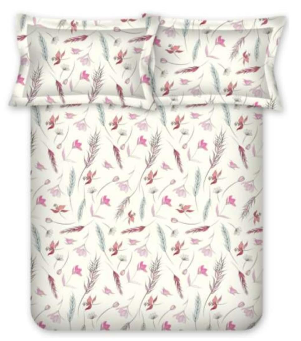 Bombay Dyeing King Size Cotton Bedsheet, 164 TC, Size:274 x 274 cm, Floral Print, Pink-image-35