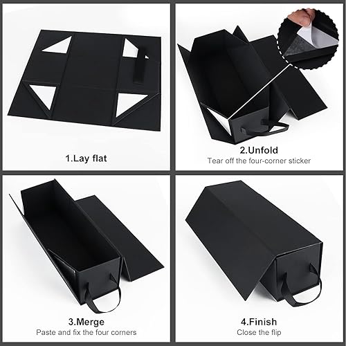 Miniatura 3 de PLAEVIAE Caja de regalo de vino de 12.8 x 3.75 x 3.75 pulgadas, caja de regalo de botella para regalos de licor, para vino y champán, caja de regalo