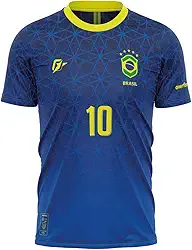Camiseta Filtro UV Brasil Canarinho Azul Campeão