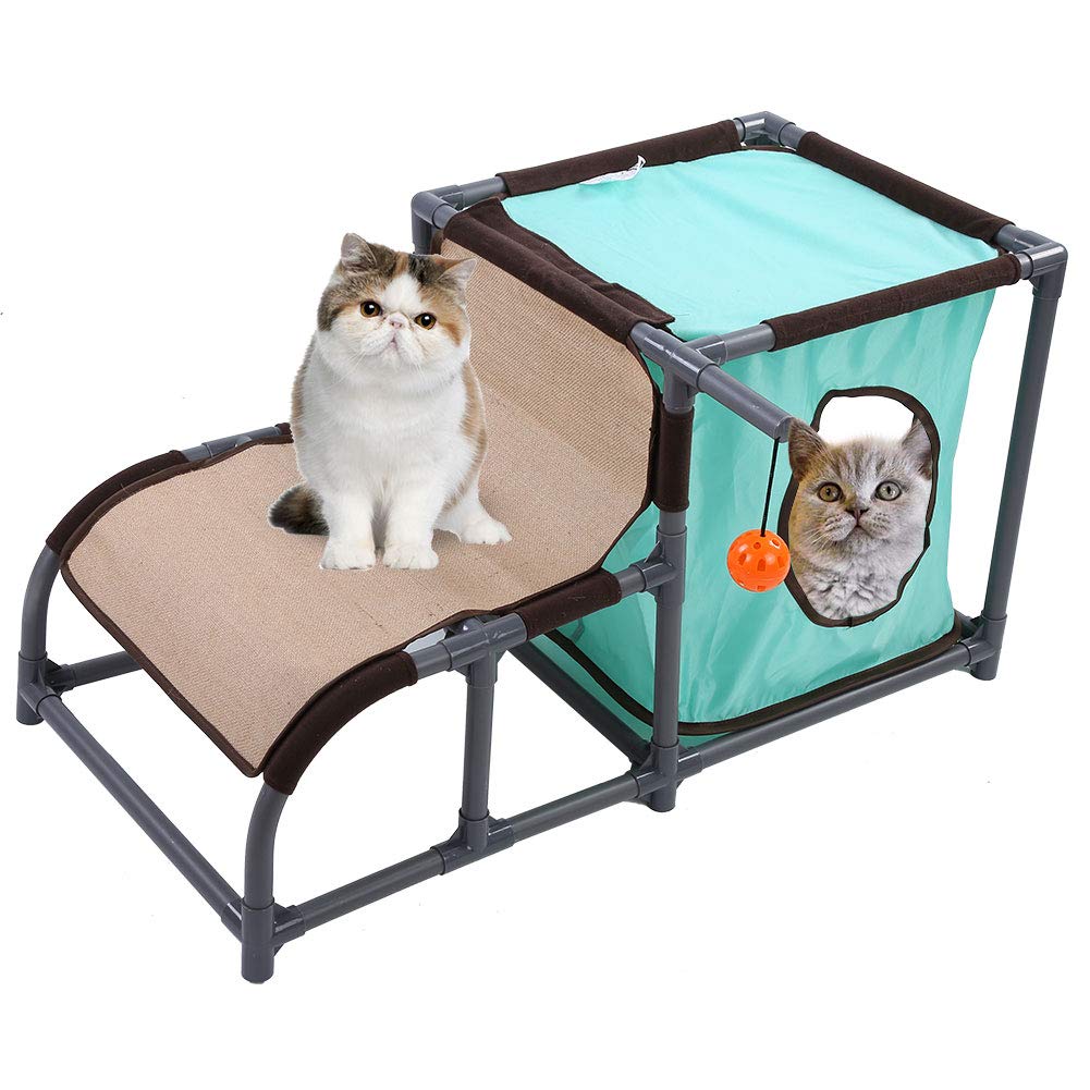 Ejoyous 16.5" Cat Tree Condo, Multifunctional Cat Activity Tree Kitty Bed Cat Climber with Interactive Ball Toy for Small Cat Pet Kitten Furniture