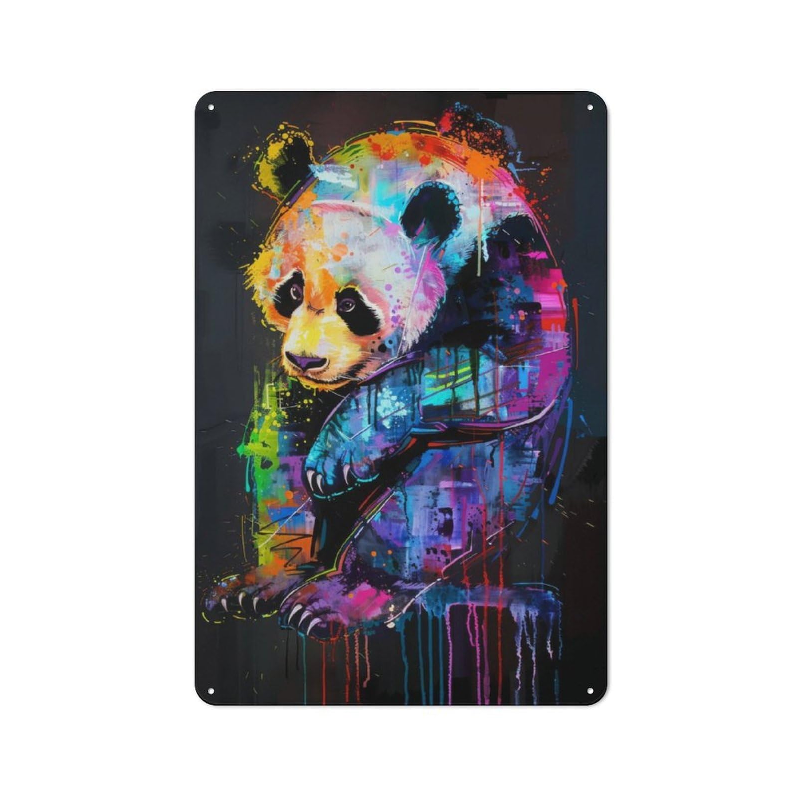 Junmoney Panda Popart Painting Printed Metal Sign 30X20cm For Café Or Restaurant, For Hospitality Interior Collectors