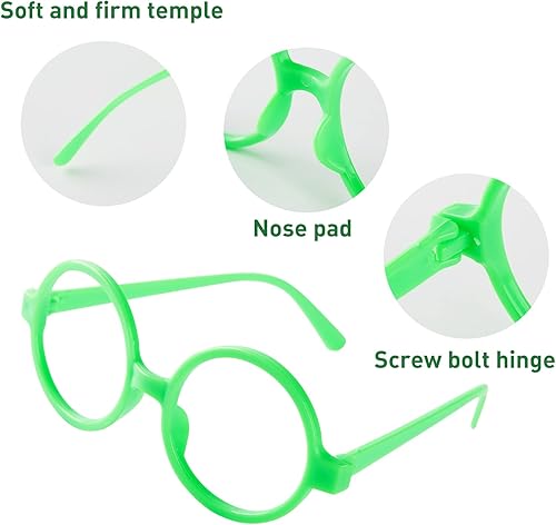 Miniatura 5 de Gafas redondas verdes sin lente con bolsa de vestir para niños aretes con clip de pompones accesorios de disfraz para niñas
