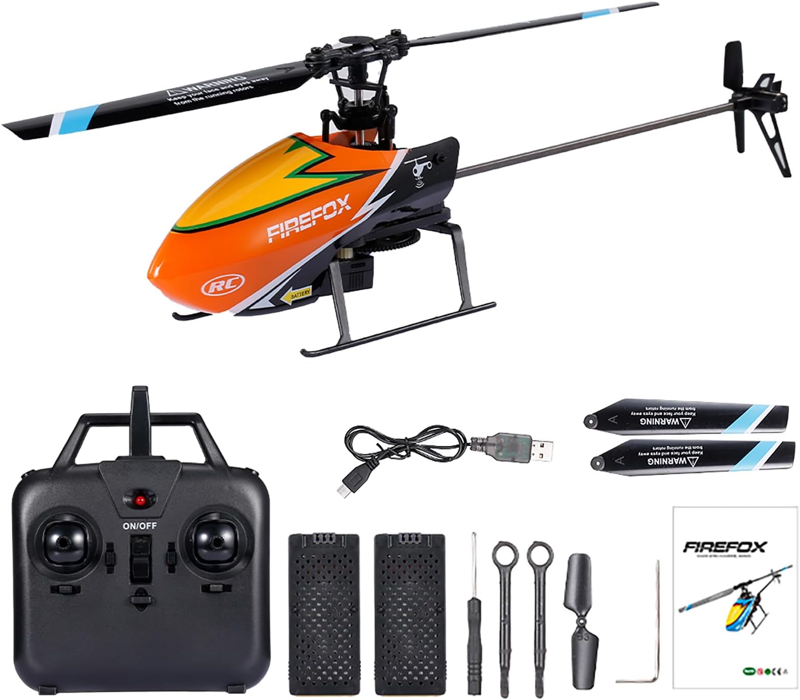GoolRC C129 RC Helicopter, 4 Channel 2.4Ghz Remote Control Helicopter with 6-Axis Gyro, Aileronless RC Aircraft with Altitude Hold, Landing Pad and 2 Batteries (Orange)