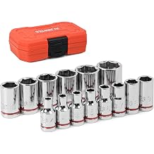 1/4" Drive Metric Master Socket Set, 14-Piece Shallow Hex Socket Set 4mm-15mm, Cover Most Commonly Sizes, 6 Point, Chrome Vanadium Steel with Molded Case
