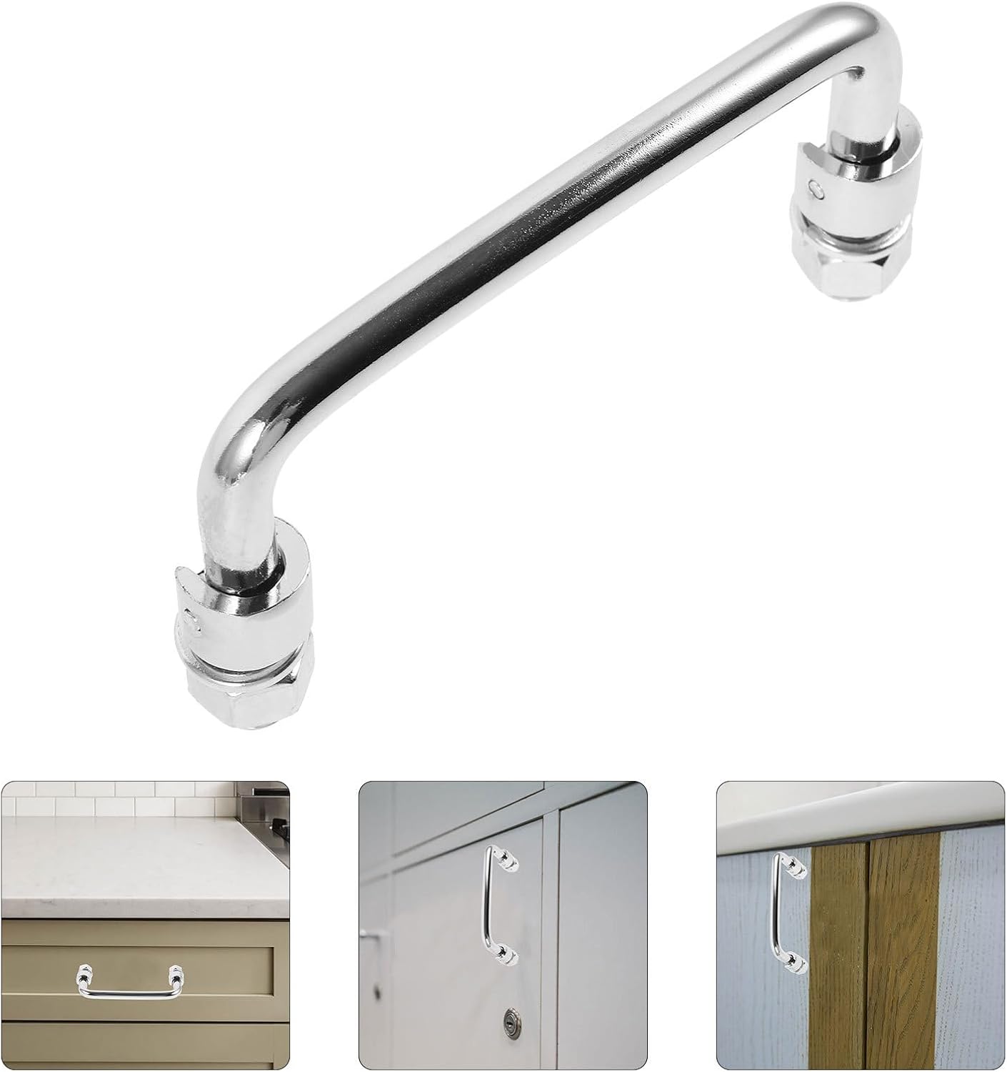 Mikinona 3.9 Inch Stainless Steel Folding Handle Metal Pull Handle for Cabinet Door Toolbox Chest Case Industrial Hardware Silver Chrome Finish