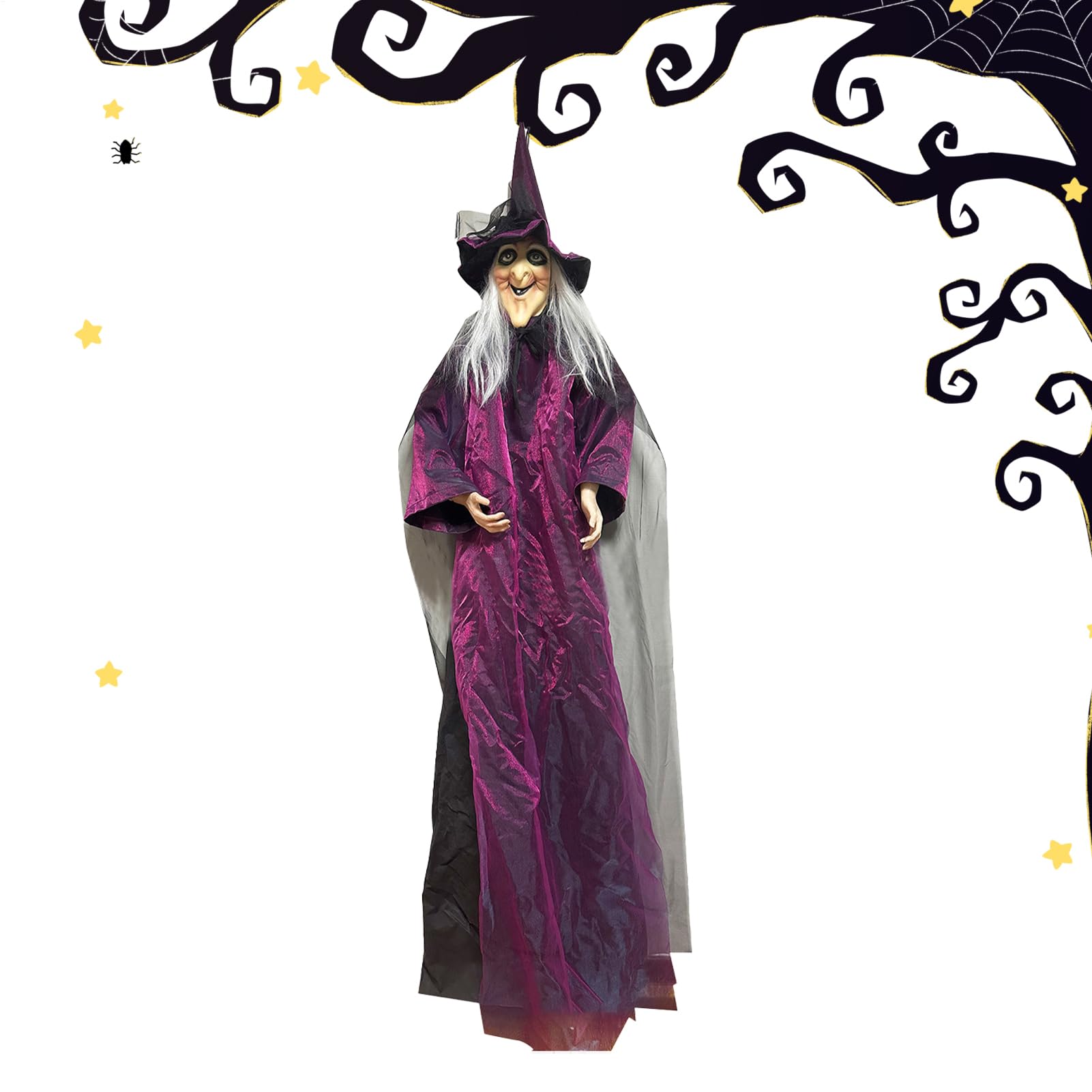 Sorcières d'Halloween avec lumières LED clignotantes et sons effrayants pour fête et école
