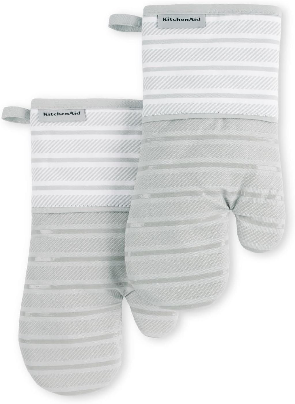 KitchenAidAlbany Oven Mitt 2-Pack Set, Matte Grey, 7"x13"