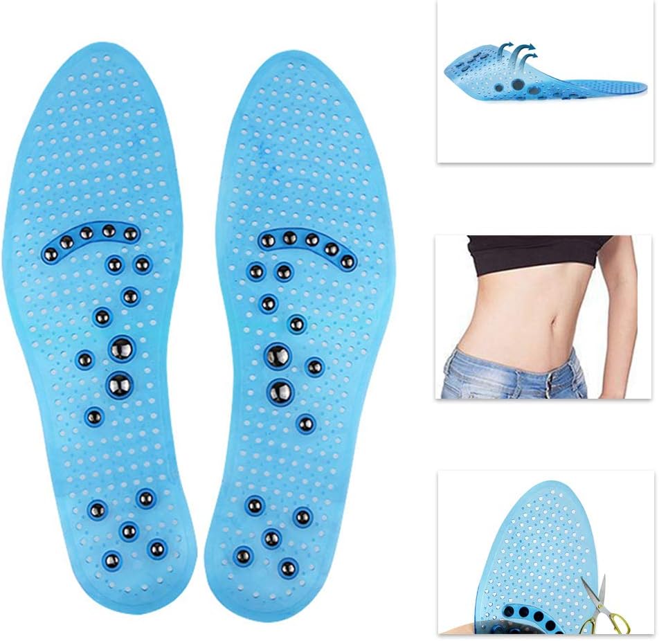 SimidaInsoles for Men and Women Acupressure Magnetic Insoles for Feet Massage Foot (Blue)