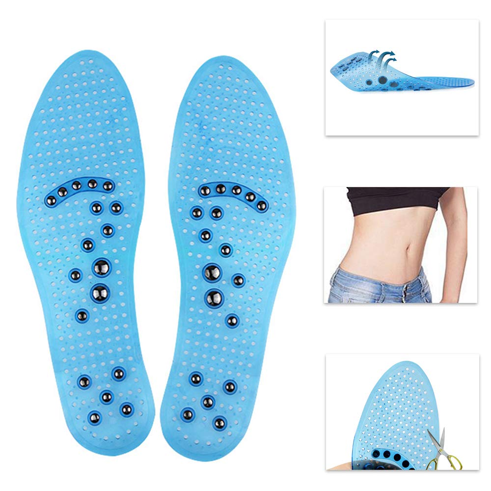 SimidaInsoles for Men and Women Acupressure Magnetic Insoles for Feet Massage Foot (Blue)