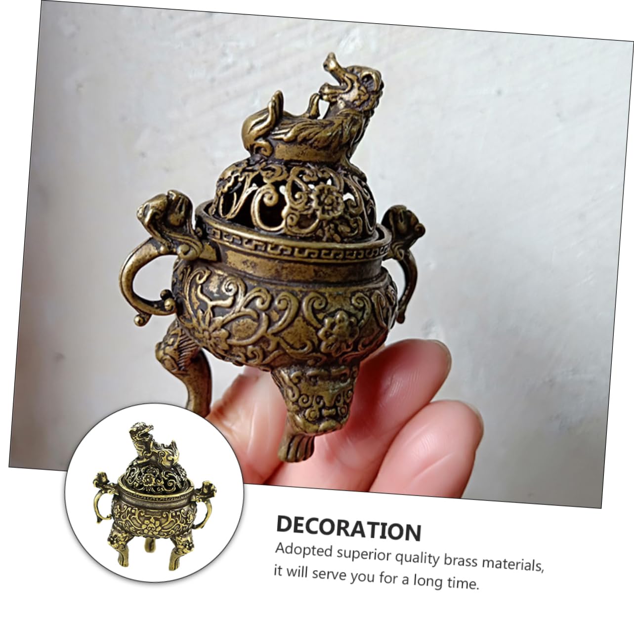 Alipis 2 STK Antiker Weihrauchbrenner Aus Messing Weihrauchbrenner-Ornament Aus Messing Schmuck Exquisites Weihrauchdekor Räuchergefäß Brown Kupfer