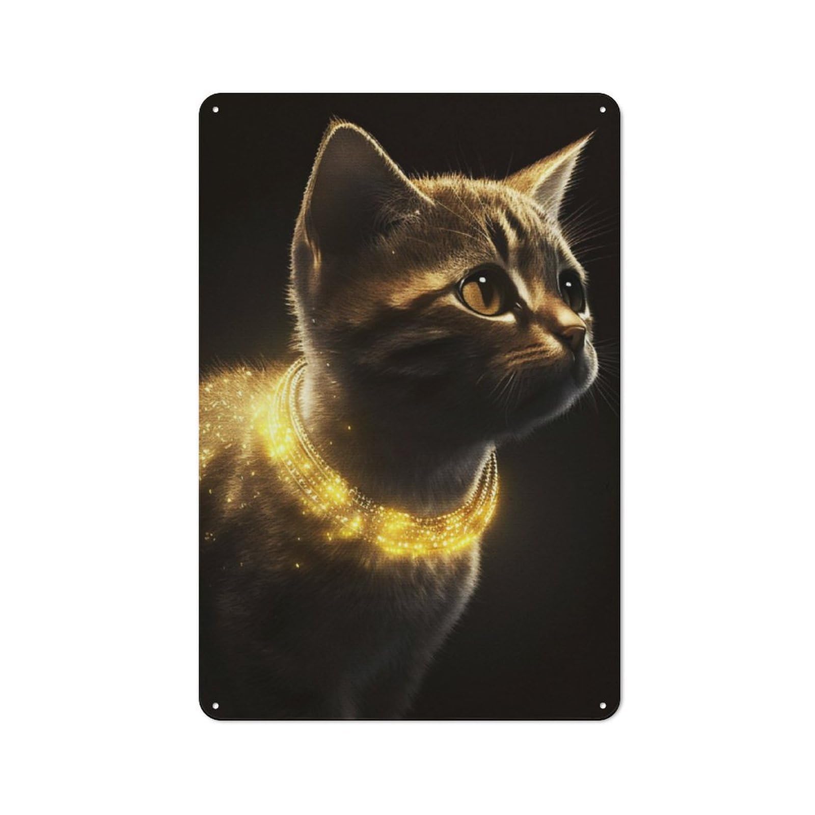 Junmoney Black Cat Portrait Metal Sign 30X20cm With For Workshop Wall, Rustic Decor, For Garage, Workshop And Man Cave Decoration