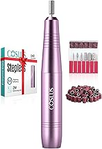 COSLUS Electric Nail Drill, Nail Files for Gel Acrylic Nature Nails, Adjustable Speed 0-20000RPM, Portable Manicure Pedicure Set with 6 Drill Bits 31 Sanding Bands, E File for Beginner Girl Women Mum