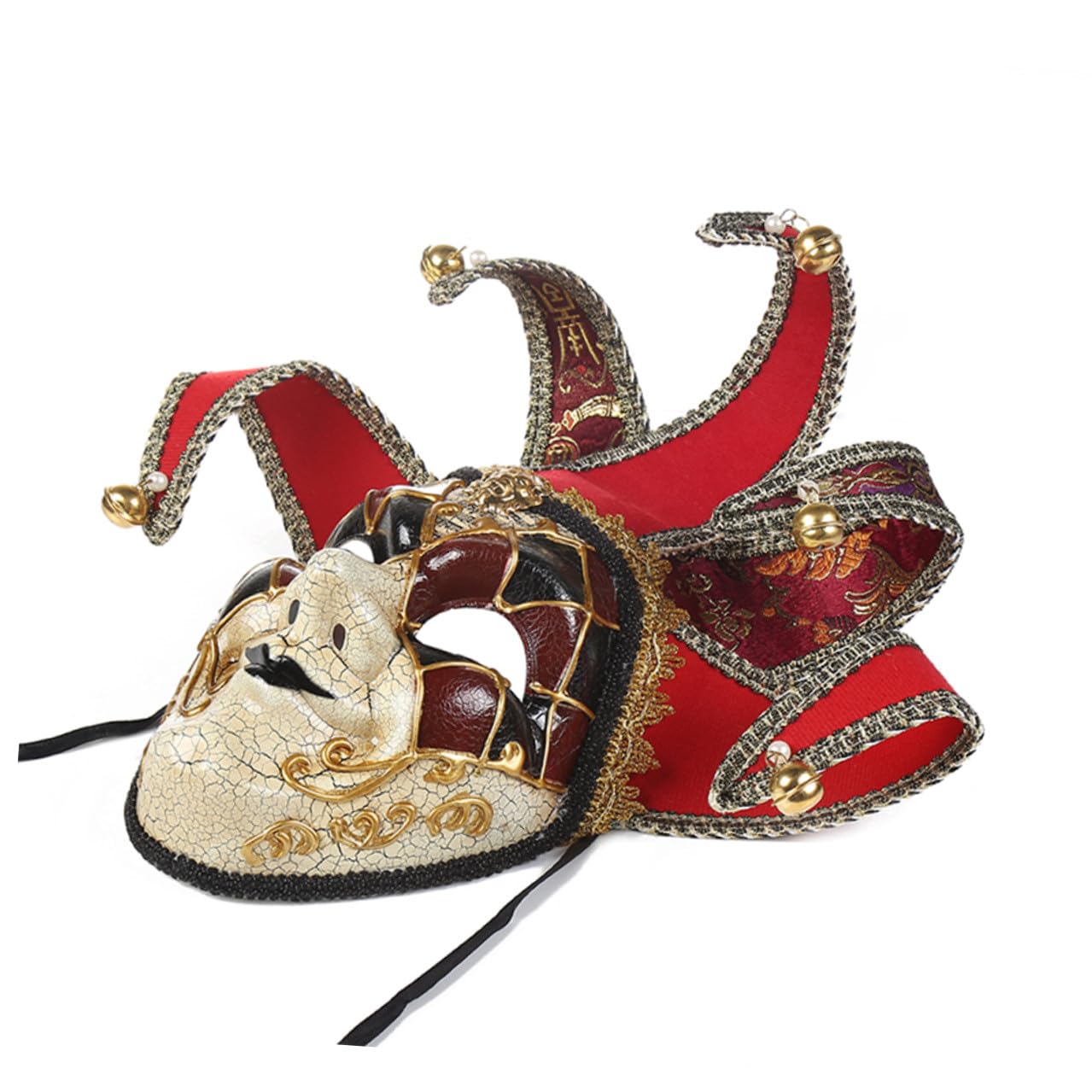 Máscara Veneciana de Cara Completa Roja para Carnaval y Fiesta de Mascarada, Estilo Vintage Tela y Plástico sin Olor, Diseño Delicado y Llamativo