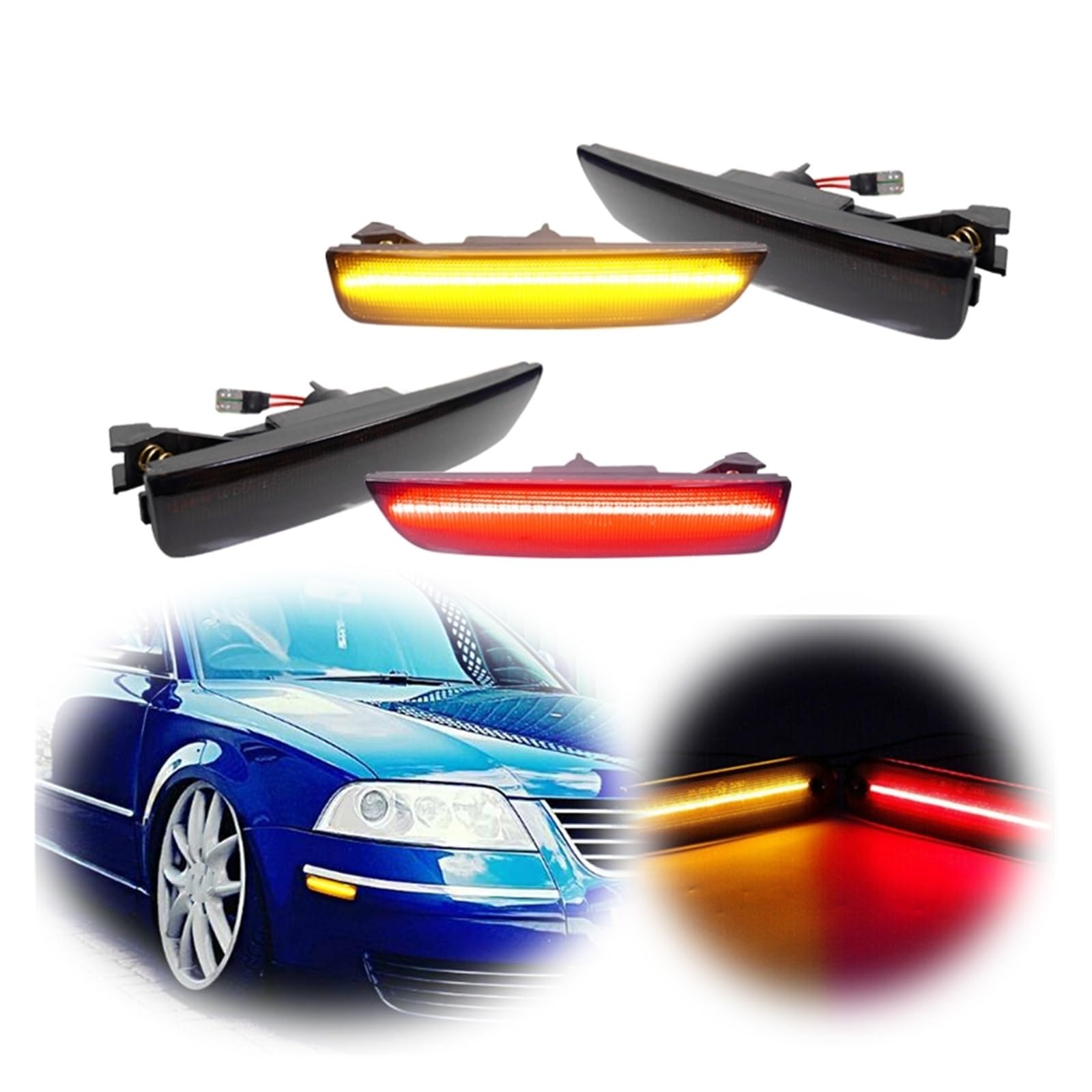 Indicatore Laterale Per VW Per Passat 2001 2002-2005 Anteriore Ambra Bianco Posteriore LED Rosso Paraurti Auto Indicatori Direzione Laterali Luce Indicatore Direzione Auto
