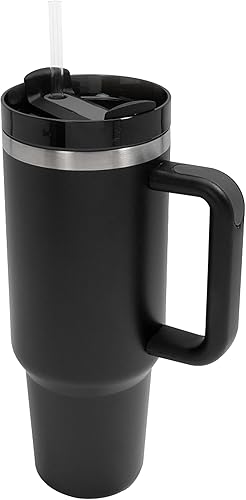 Vaso moderno Quencher Adventure de 40 onzas, vaso de acero inoxidable aislado al vacío, vaso de viaje con tapa y pajilla, viene con silicona sin
