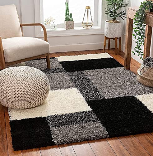 Image of Soft Modern Shag Area Rugs Fluffy Living Room Carpet Comfy Bedroom Home Decorate Floor Kids Playing Mat Size 6x6 Feet Square Color Multi N