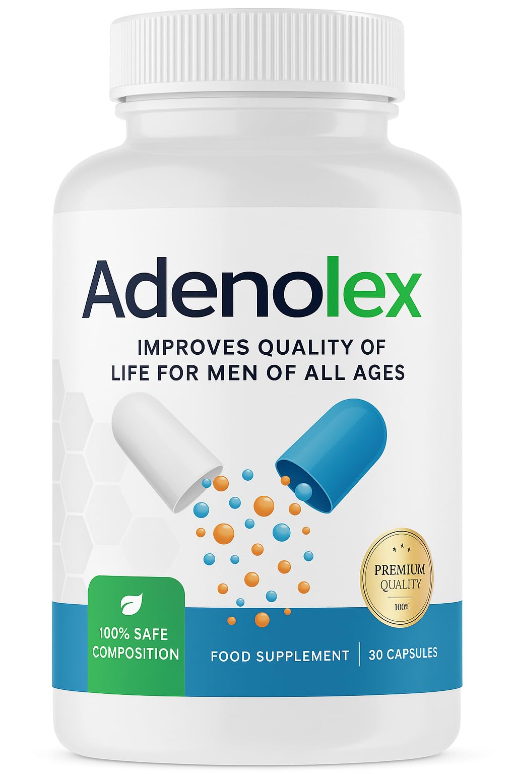 Adenolex 30 Capsules – Integratore alimentare con Serenoa, Echinacea, Ginkgo Biloba, Zinco e Licopene – Supporto quotidiano per vitalità e benessere maschile – Made in EU