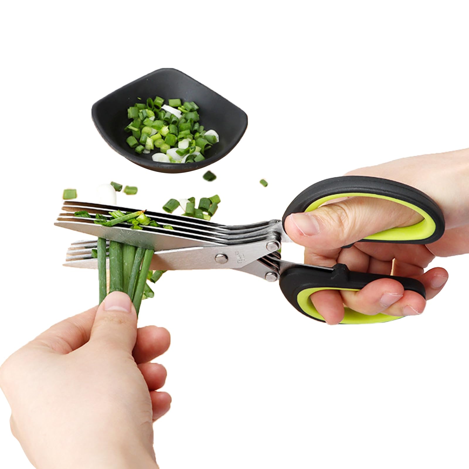 Multifunctional Herb Scissors Set, Kitchen Herb Scissors, Stainless Steel Kitchen Scissors, Stainless Steel Multi-Blade Scissors with Sleeve and Cleaning Comb for Cutting Vegetables, Chives, Herbs and