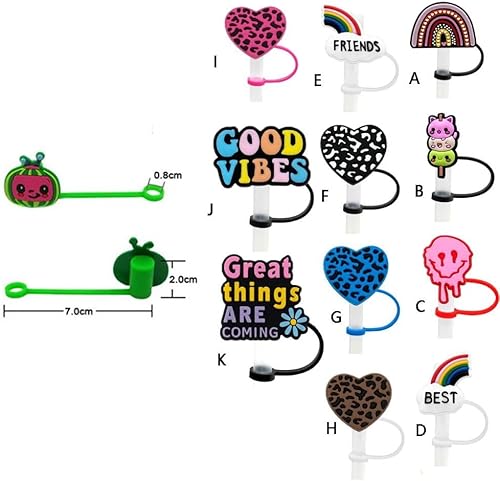 Miniatura 2 de Pajita de arcoíris para el día de San Valentín, para cumpleaños de 0.276-0.315 in, pajilla, reutilizable, de silicona, 2 unidades (J)