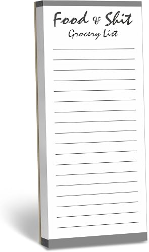 Hebayy 100 Pages Food& Magnetic Back Funny Grocery List Planner Note Pad To Do List for Fridge Locker (3" x 8")