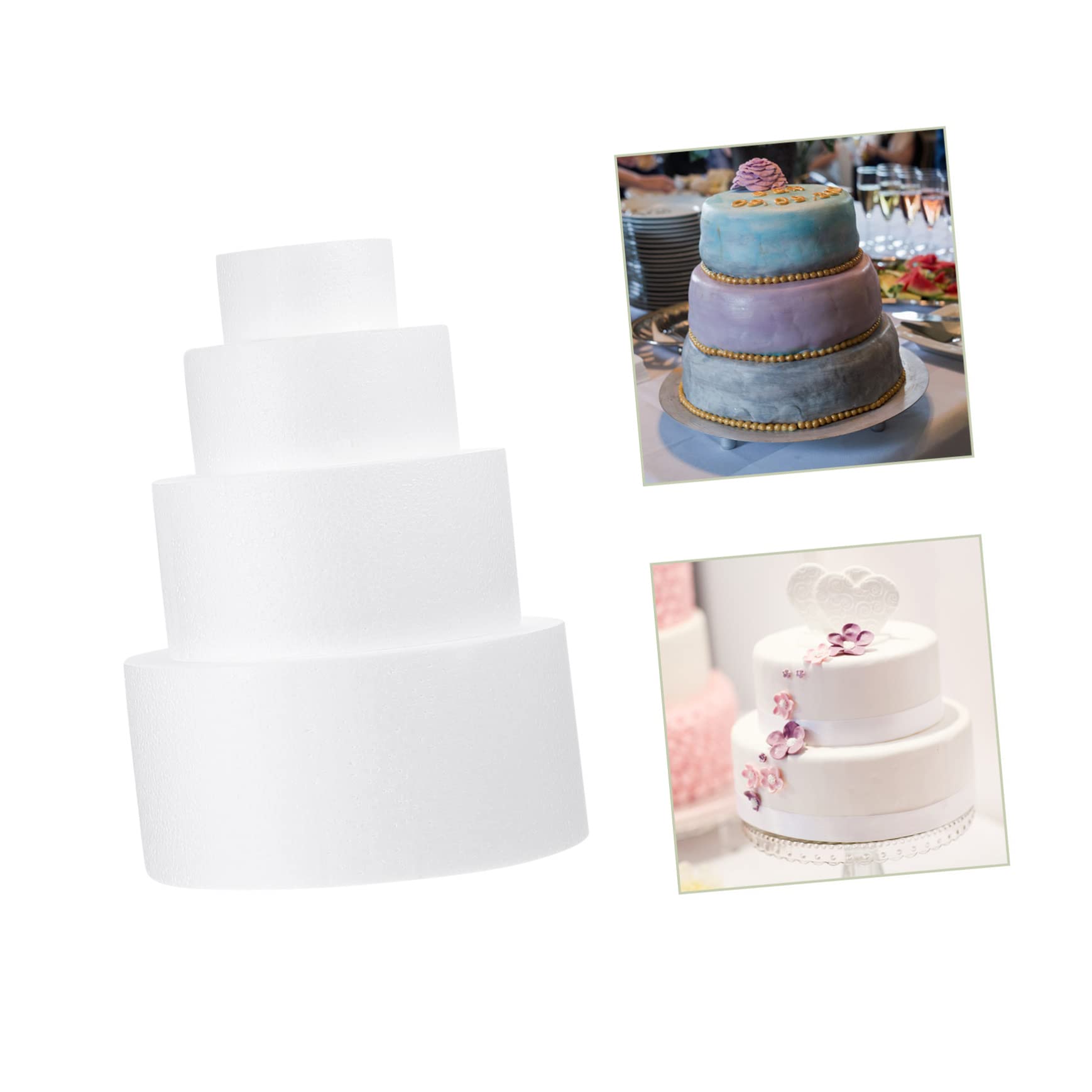 SEWACC Moule à Gâteau Mousse Factice 4 Tailles Blanc Souple Flexible pour Entraînement Pâtisserie Décoration Fête 4 Pièces