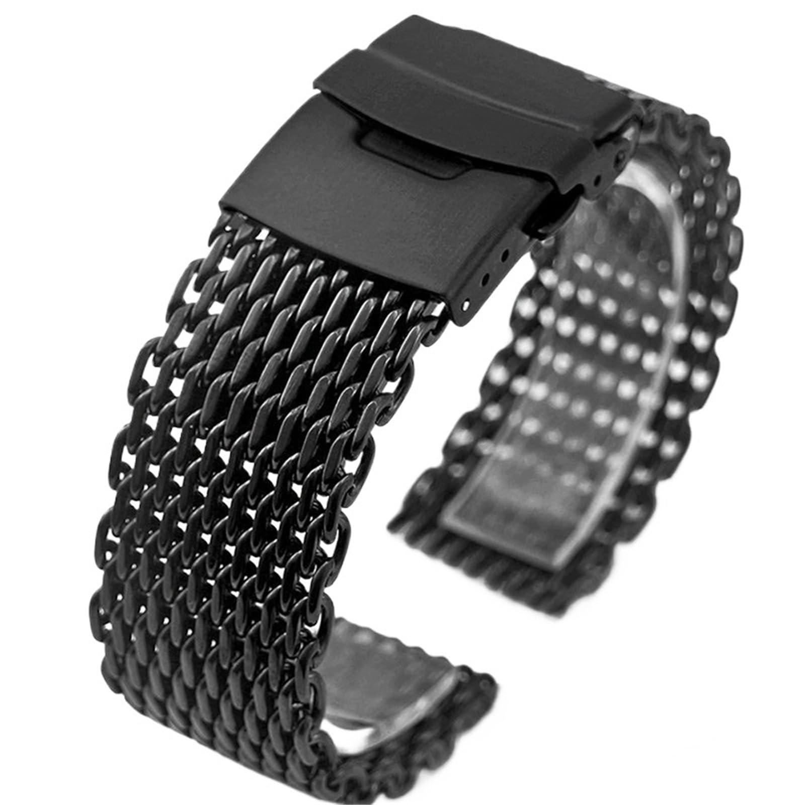 Bracelet acier inoxydable noir 20mm montre connectée homme sangle réglable M