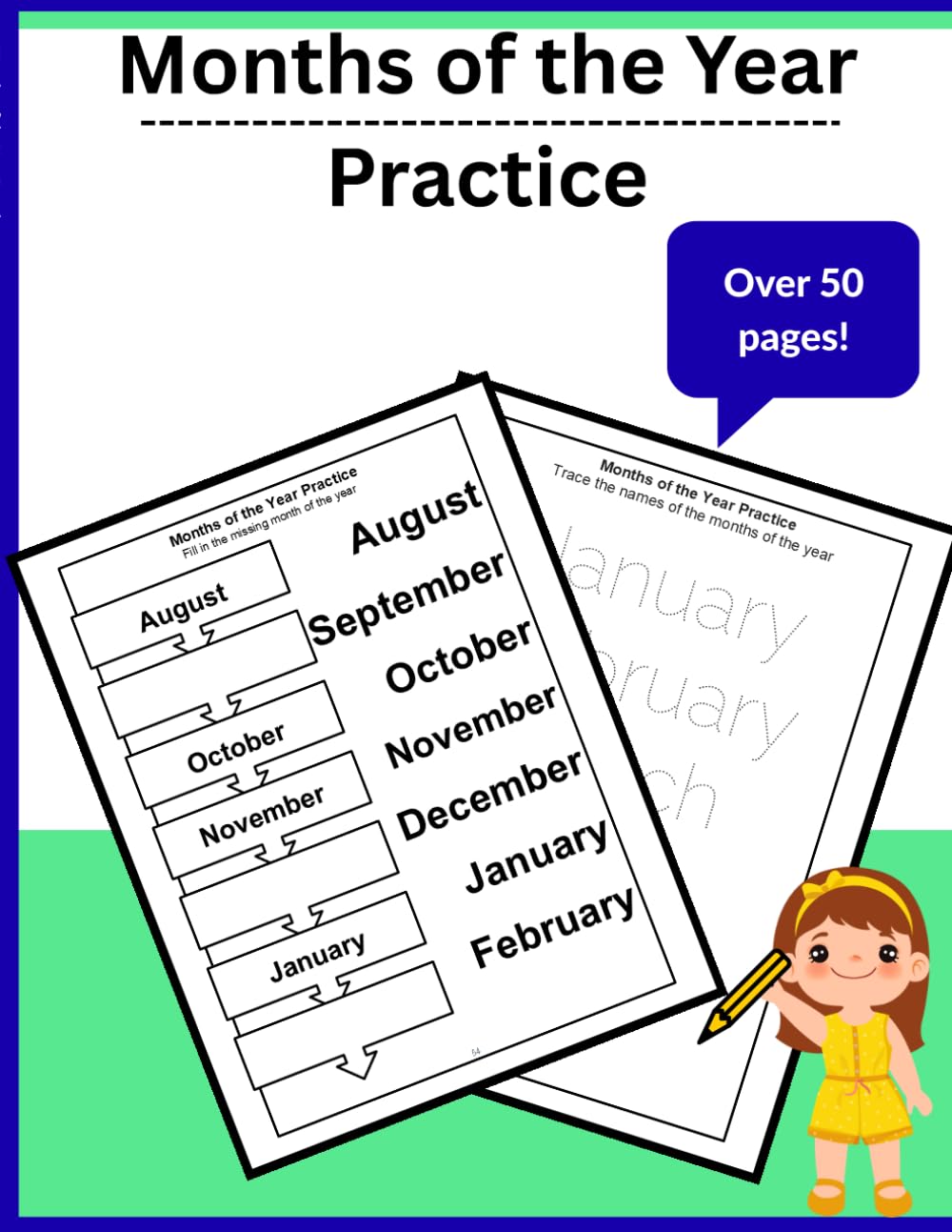 Months of the Year Tracing, Writing and Ordering Practice for Preschoolers and Kindergartners