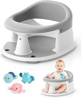Baby Bath Seat for Babies 6 Months & Up, Bath Seats for Babies Sitting Up, 3 Baby Bath Toys, Open Design, Non-Slip, Compact Toddler Bath Seat.