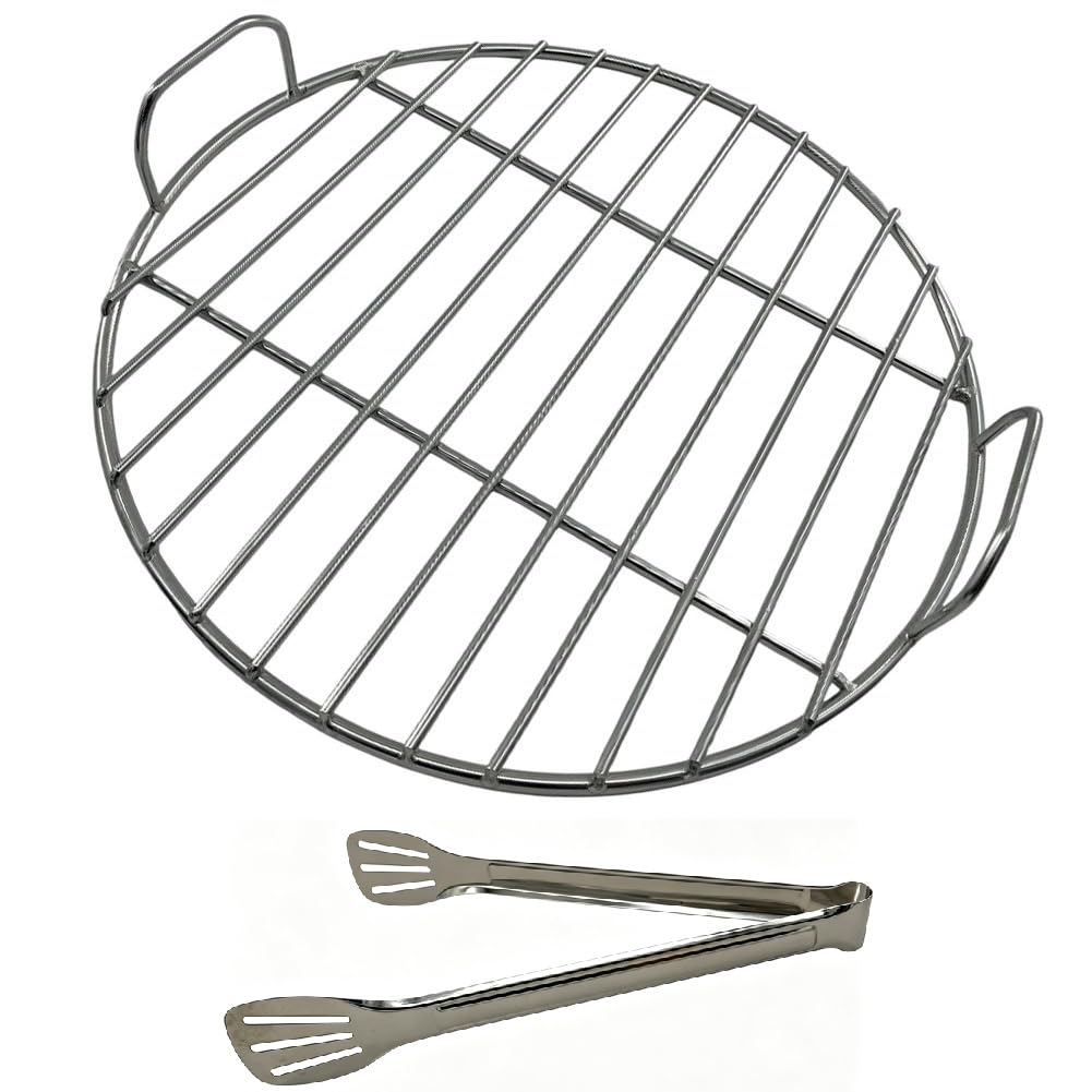 Sawhamale Cooking Grate 304 Stainless Steel Round Grill Grate with Handle