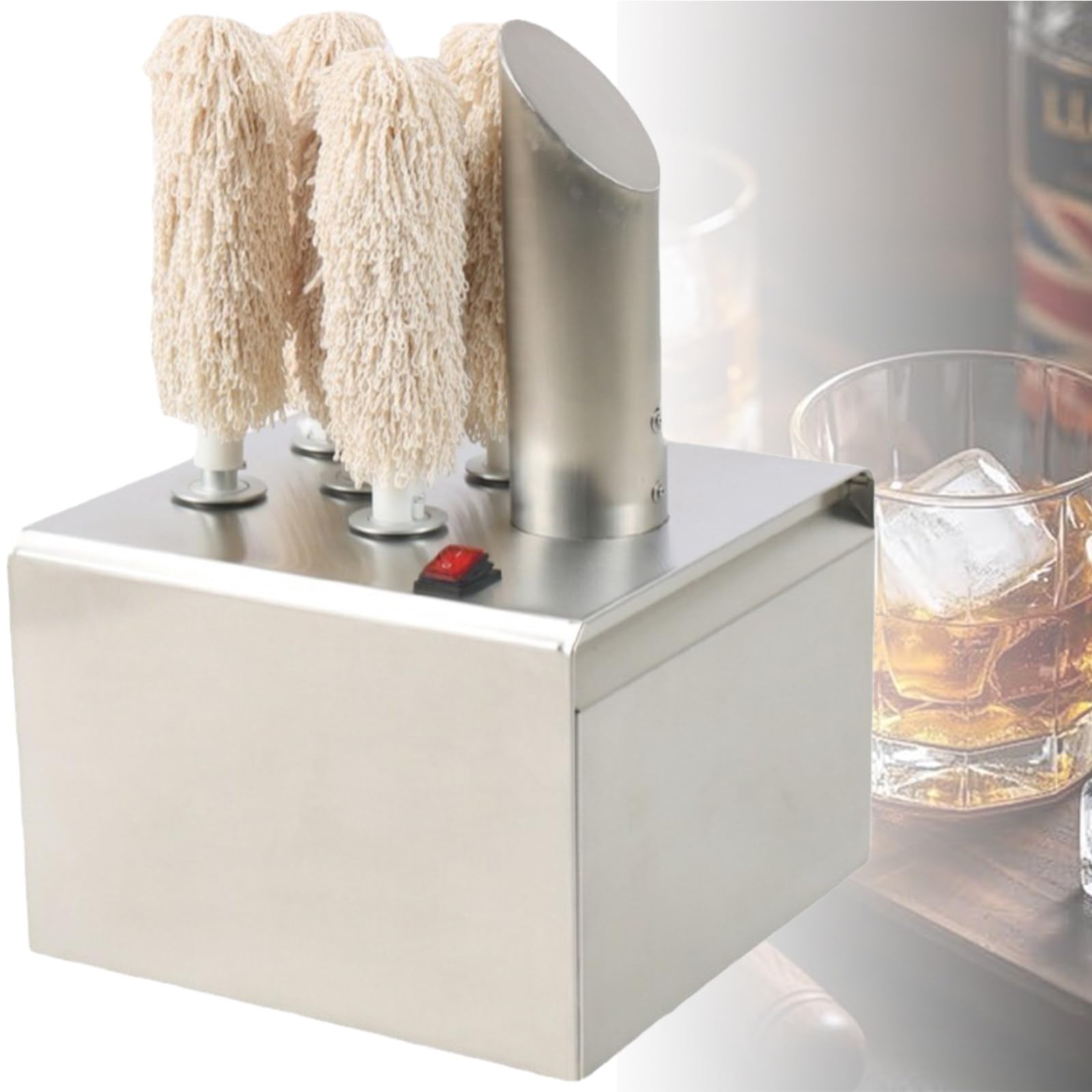 JKJZSALJ Electric Wine Glass Polisher 300 Glasses/H, 304 Stainless Steel, 360°Cleaning, For Bar Restaurant,5Heads