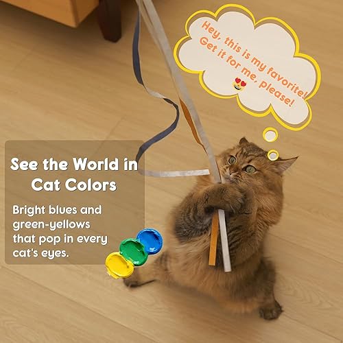 Miniatura 2 de Catisfy Juguete interactivo de varita para gatos, juguetes interactivos de varita de arco iris, cinta colorida para enriquecimiento de gatos de