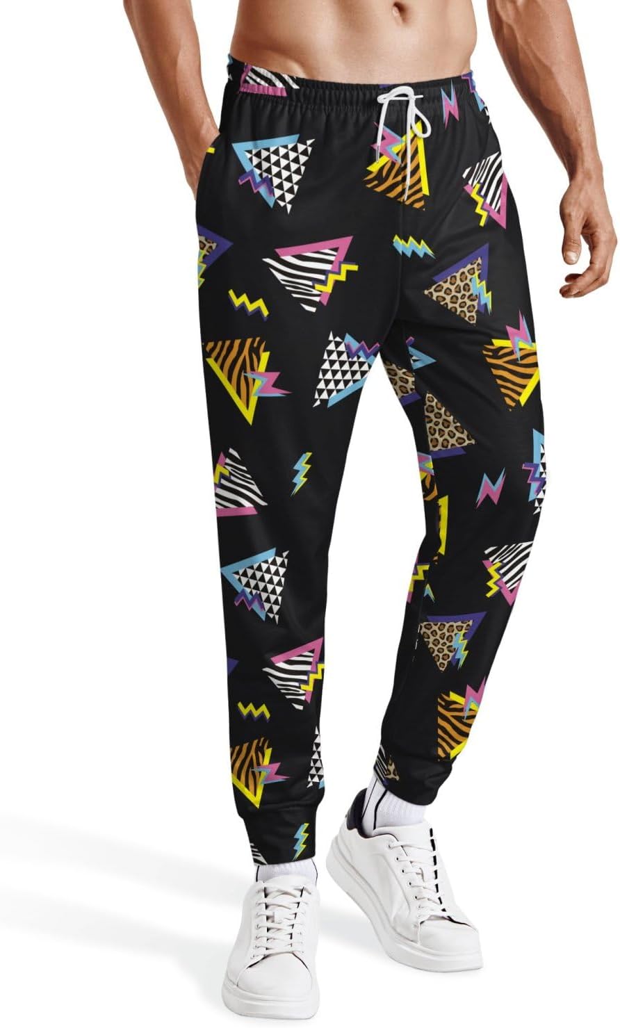 Mens Sweatpants 80s 90s Retro Joggers Sports Funny Workout Party Gym Pants with Pockets - Image 2