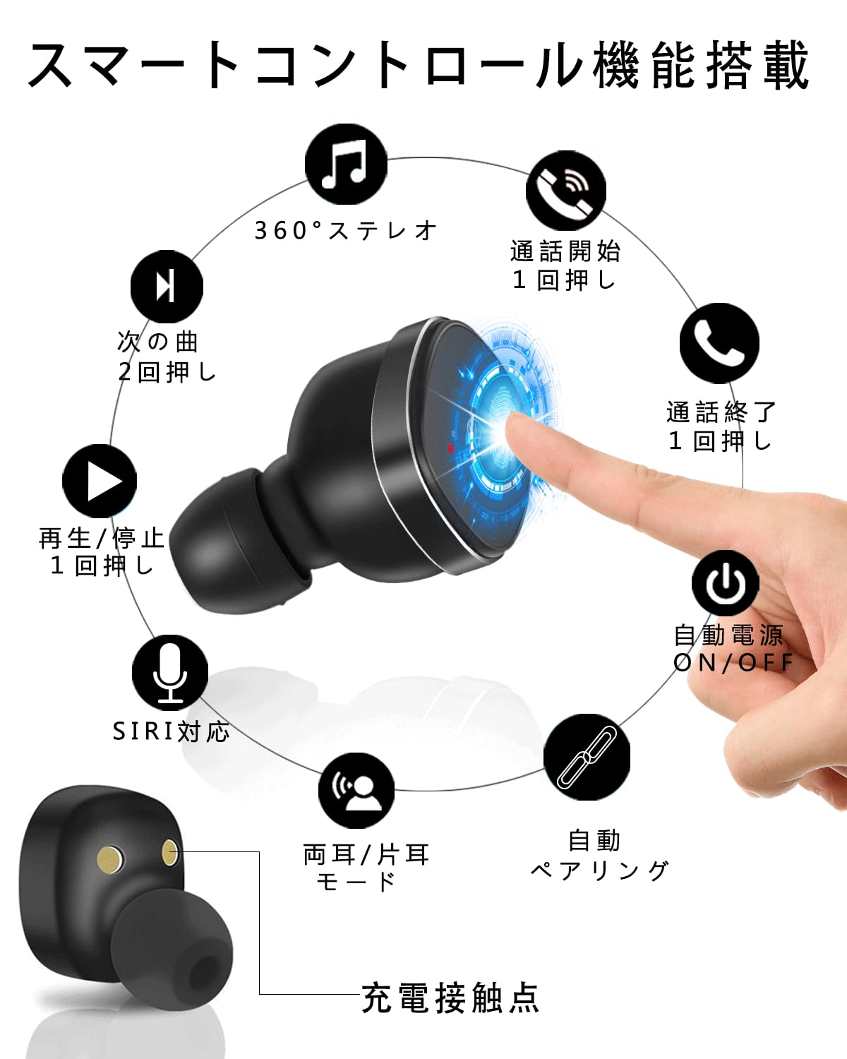 Amazon.co.jp: Bluetoothイヤホン ワイヤレスイヤホン 重低音 Hi-Fi