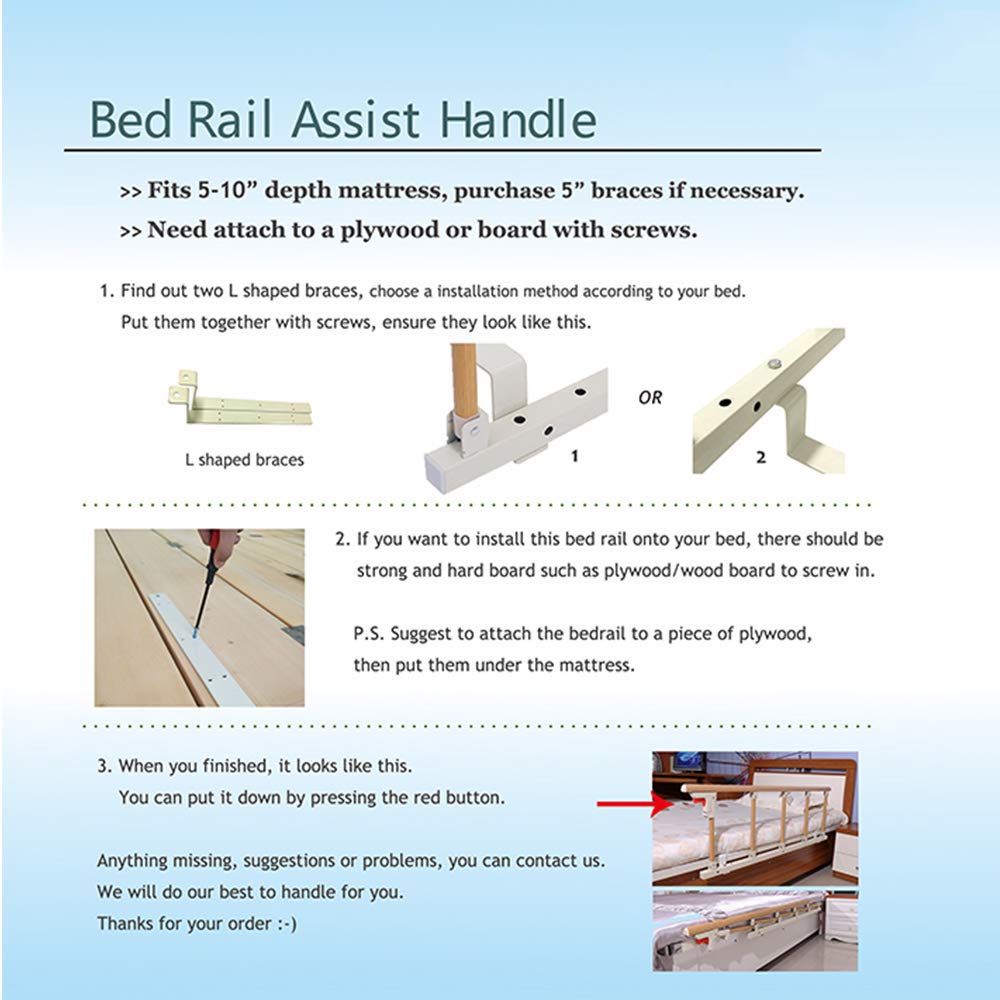 GHzzY Bed Assist Rail - Rotaie del Letto di Sicurezza per Anziani, Adulti e Bambini - Pieghevoli di Protezione del Letto da Letto Dispositivi di Assistenza Medica (1 pz)