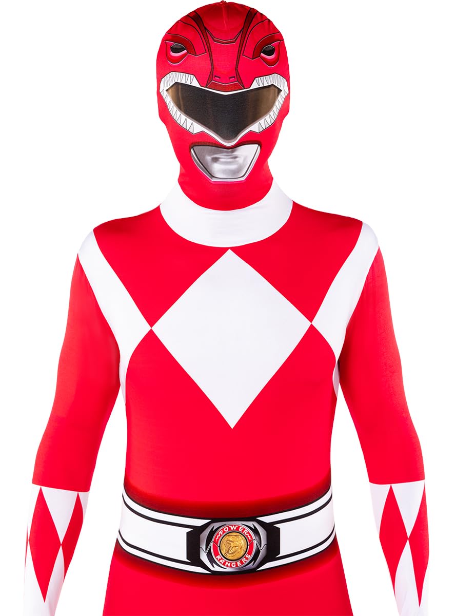 Funidelia Power Ranger roter Ganzkörperanzug für Herren und Damen, Offizielle Lizenz, Größe M Film und Serien, Superhelden - Verkleidung für Erwachsene für Partys, Karneval und Halloween