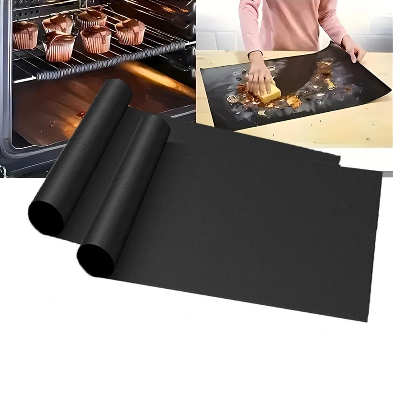Ofen Liners für den Boden des Ofens BBQ-Grillmatte, antihaftbeschichtet | Hick Pad Ofeneinlagen, Backmatten, leicht zu reinigende Küche, Outdoor-Grillwerkzeug(40X60cm-5pcs Box Set)