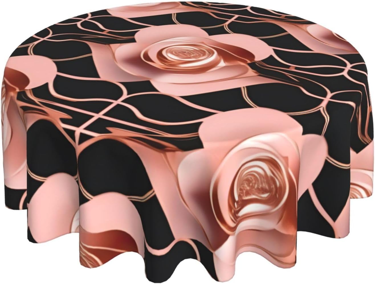 Rose Gold Pattern Backgrounds Print Wrinkle Free Dining Table Cover for Birthday Party Farmhouse Tablecloths Up to 60 x 60 Inches