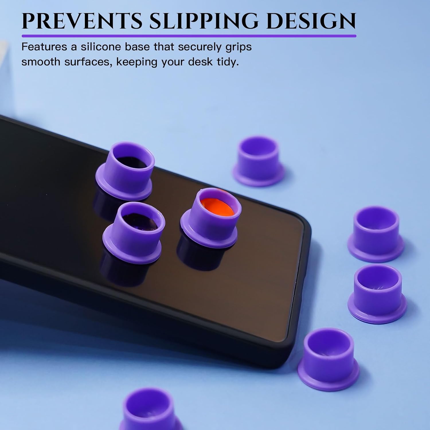 Wormhole Tattoo Ink Caps 50Pcs Silicone Ink Caps with Base Disposable Self-Stand Tattoo Ink Cups for Tattoo Ink, Tattoo Accessory Tattoo Supplies 12x20mm -Purple