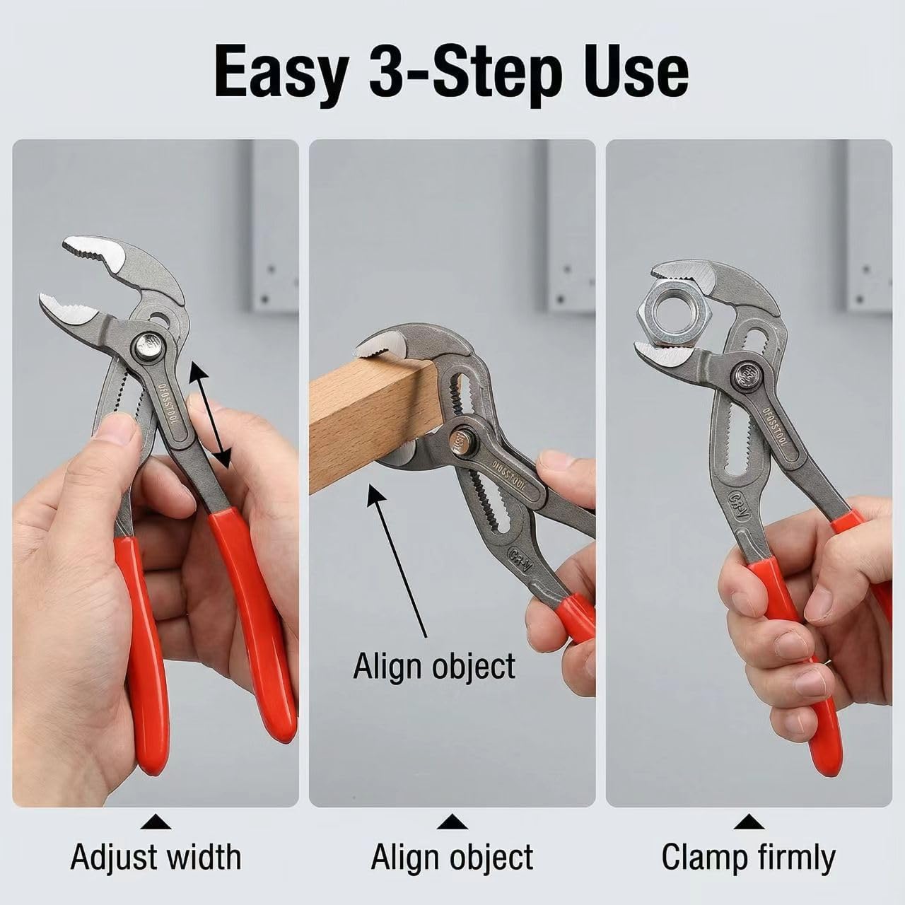 2pc Groove Joint Plier, Adjustable Pliers Multi-Purpose Water Pump Pliers, Tongue And Groove Plier, V-Jaw, Chrome-Vanadium Steel,Slip Joint Plier Set For Craftsman Lineman Engineer(7+10inch)