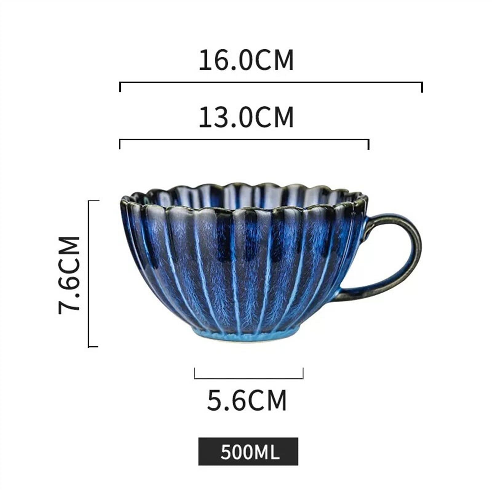 Tazza da 500 ml, Unica, Smaltata in Forno, Grande, per Cereali, Ufficio, caffè, Colazione retrò, Fiocchi d'avena, Perfetta per tè, Latte, Bevande Calde
