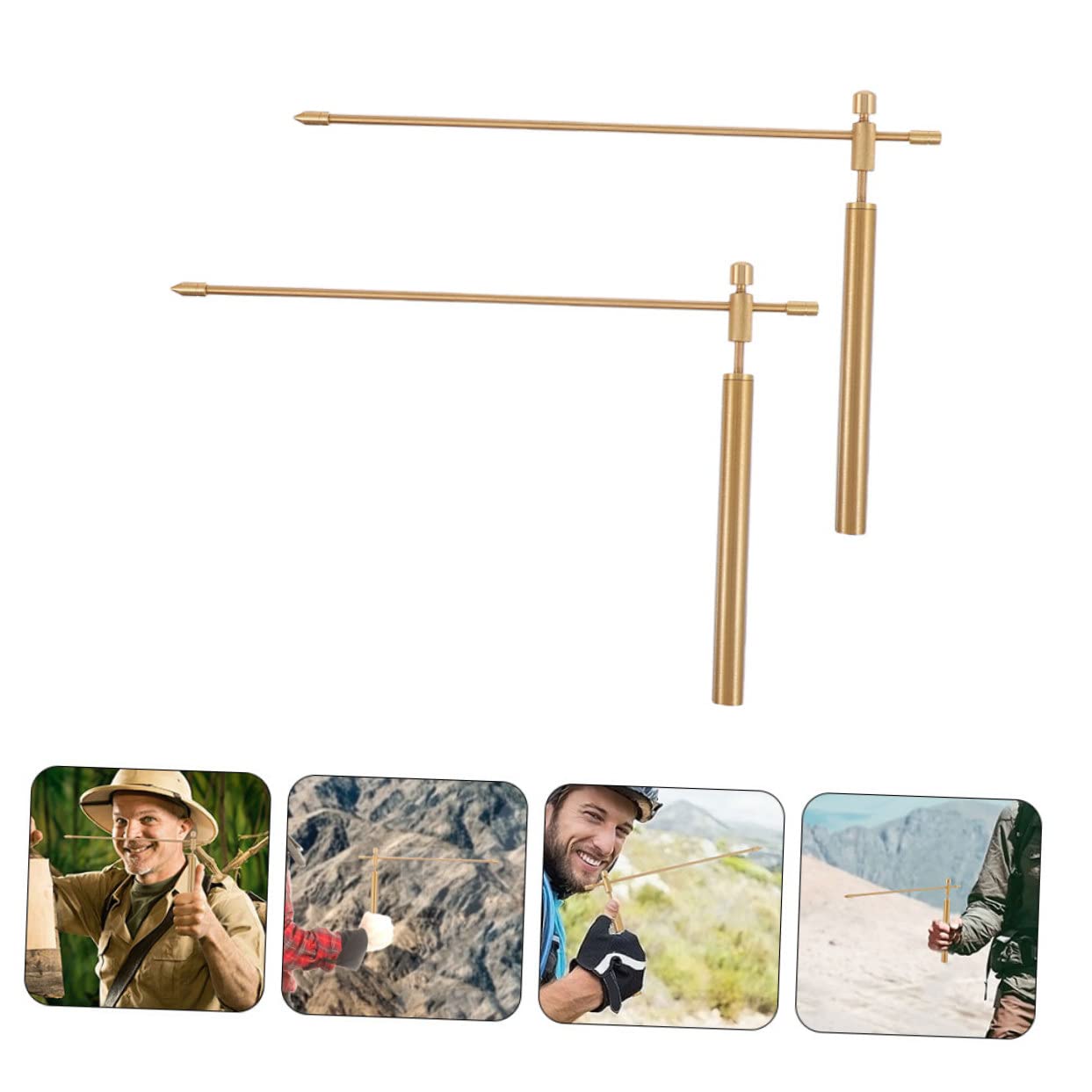 Cabilock 2pcs Copper Dowsing Rods Small Lightweight Divining Rods for Water Detection with Smooth Surface and Flexible Rotation Portable for Outdoor Use and Spirit Finding