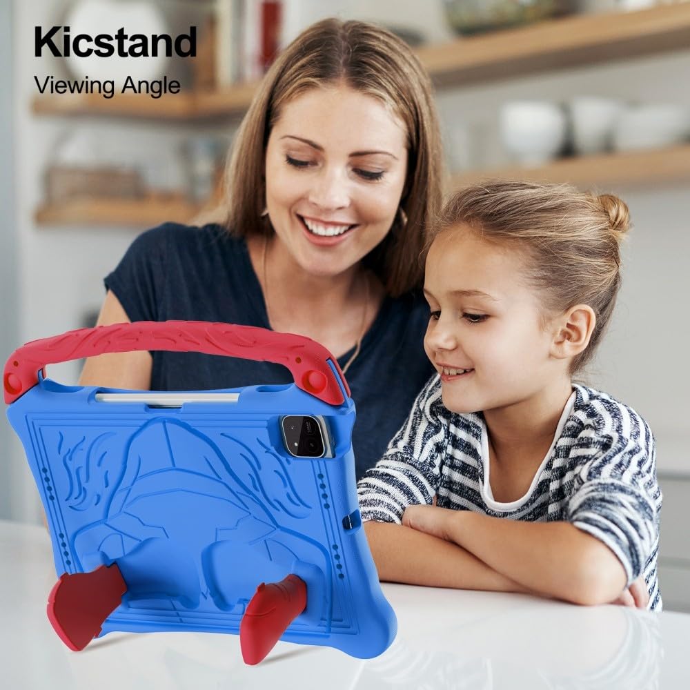 Generic etui kompatybilne z Xiaomi Mi Pad 5 Pro (kolor: czarny plus czerwony) odporny na wstrząsy stojak twardy tył twardy silikonowy futerał z paskiem na ramię