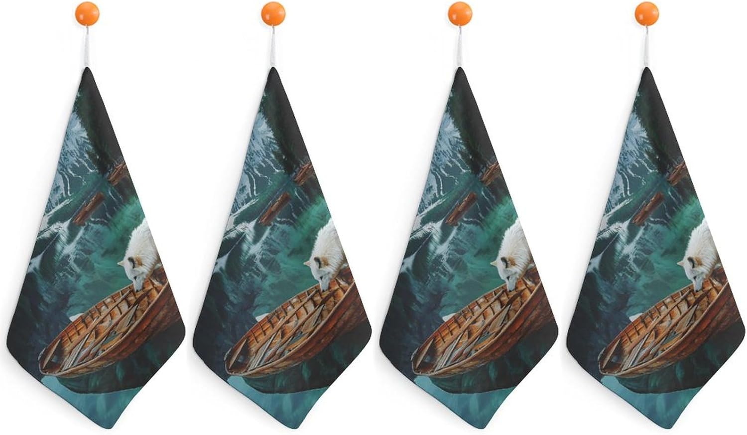 Wolf Boats in A Lake Italy Towel Hand Towels Decorative Towel for Bathroom Kitchen Shower Gym 4PCS
