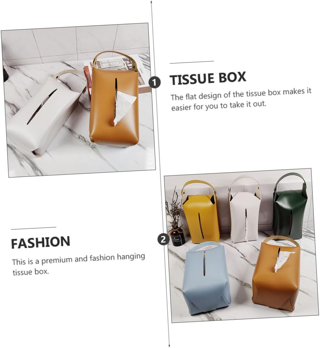 Leather Tissue Holder Xmas for Car Home Desktop Brown Waterproof image 5
