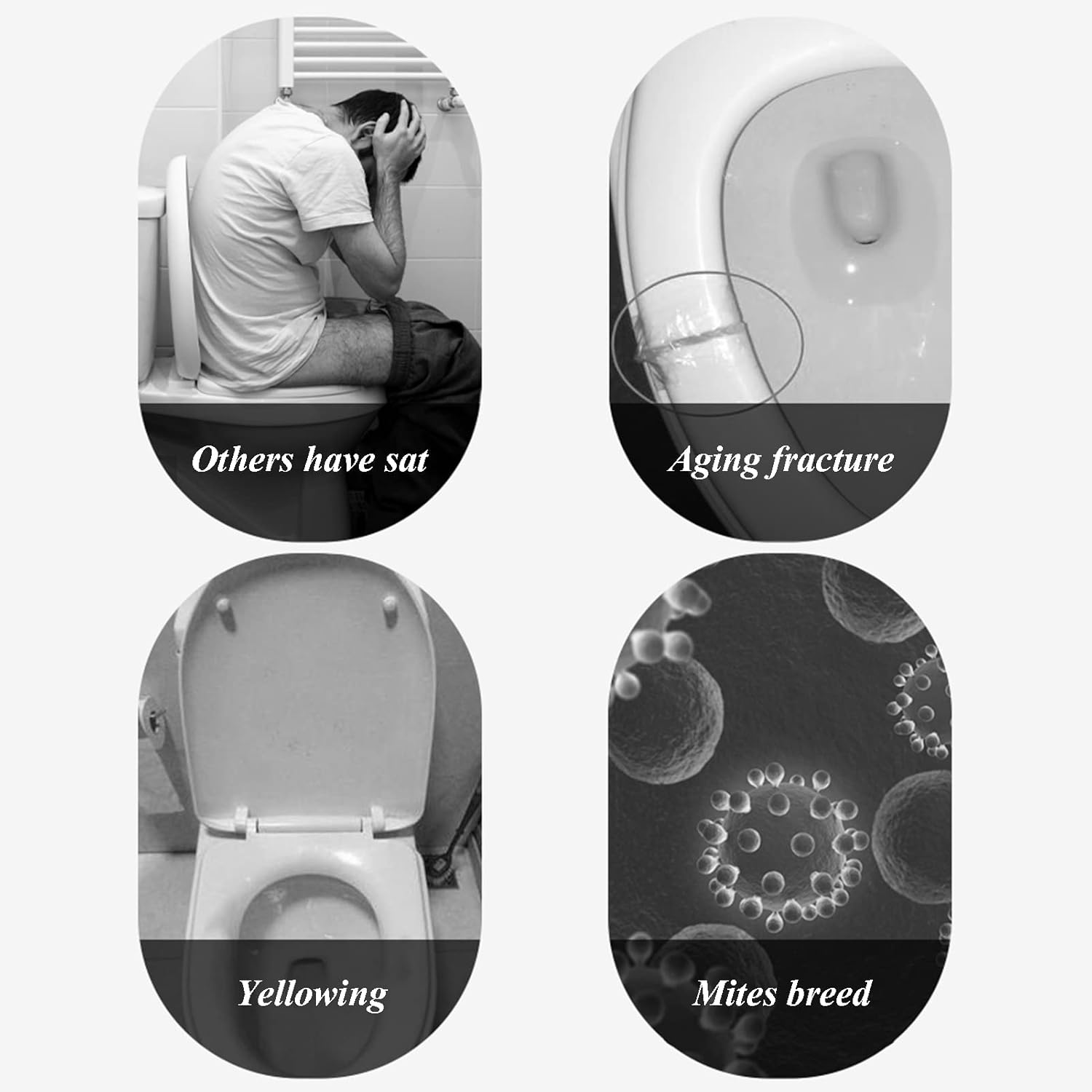 Elongated Mute Soft Close Toilet Seat, Toilet Lid Easy to Install and Clean, 360° Rotatable Base and Ergonomically Designed Seat Ring, Durable Resin, White