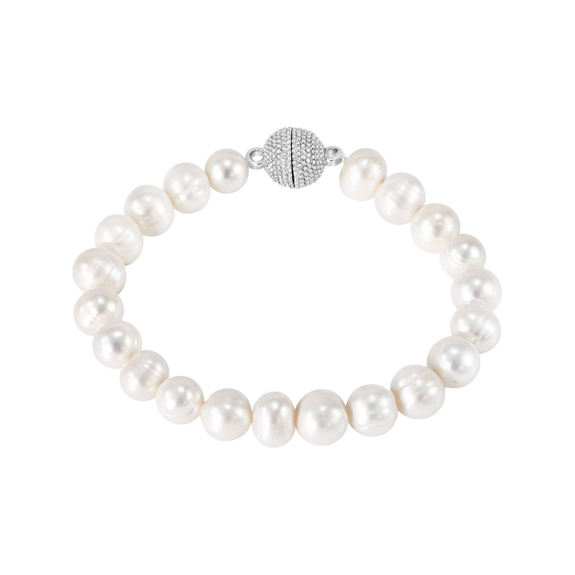 AeraVida Elegant String of Cultured Freshwater Pearl Sterling Silver Clasp Bracelet | Cute Pearl Bracelet for Women | Fashion Jewelry