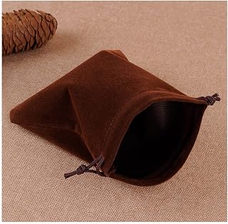 Egurs Bolsa de terciopelo con cordón, bolsa de regalo para boda, fiesta, bolsa de regalo, bolsa para caramelos, bolsa de boda, color marrón, 30 unidades, 9 x 12 cm