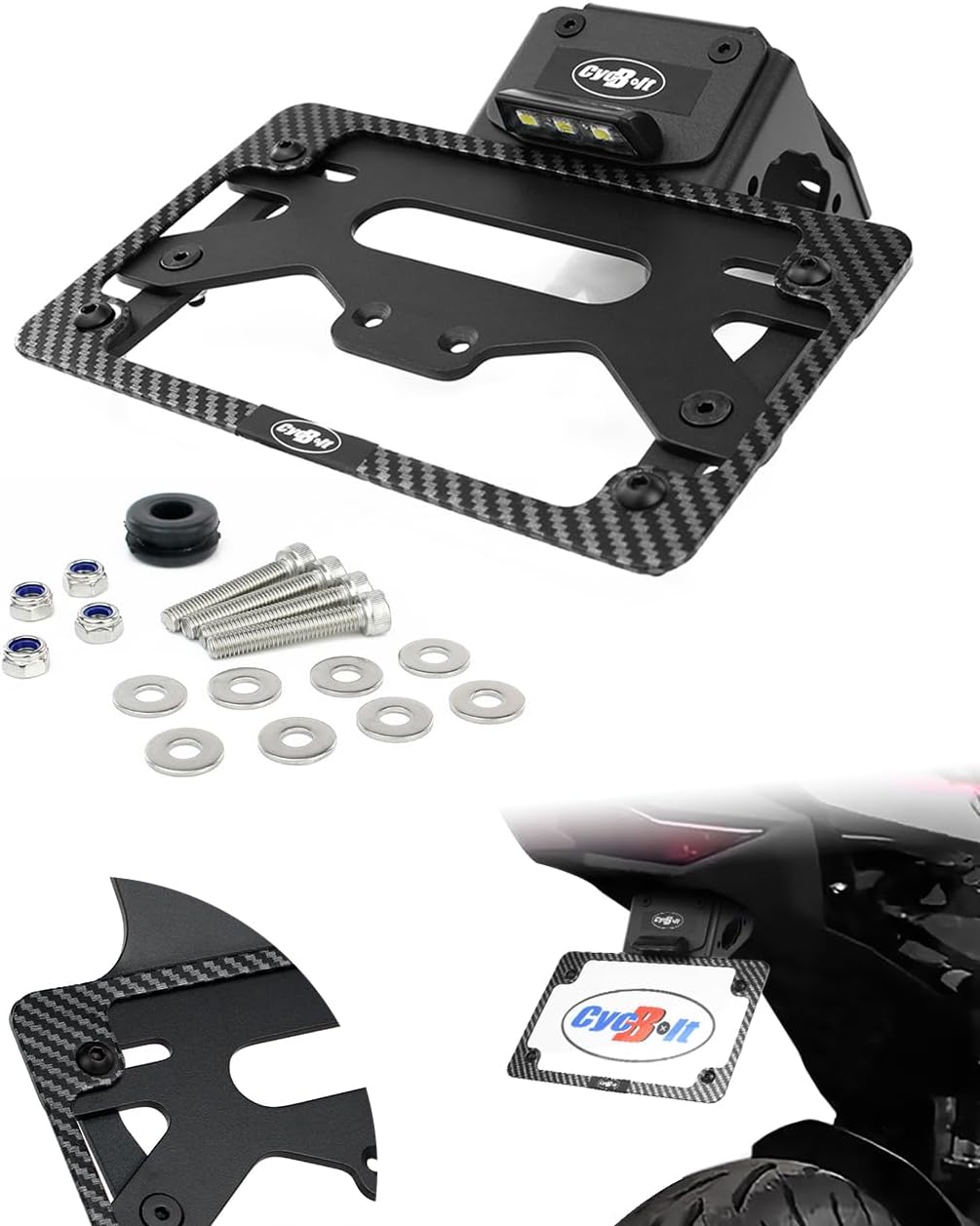 Fender Eliminator Kits Fit for Z500 Ninja 500 2024-2025, Z400 2019-2025, Ninja 400 2018-2025, Z250 2019-2024, 2018-2024 Ninja 250 Tail Tidy License Plate Bracket Mount Fit with Turn Signals